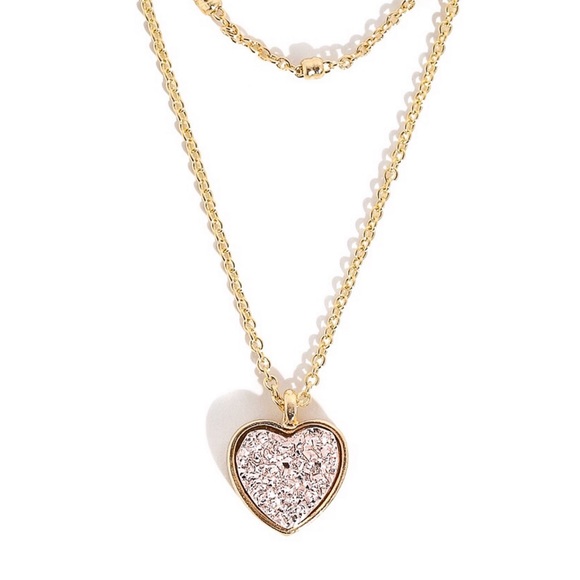 Rose Gold Heart Pendant Layered Dainty Necklace - Picture 3 of 9